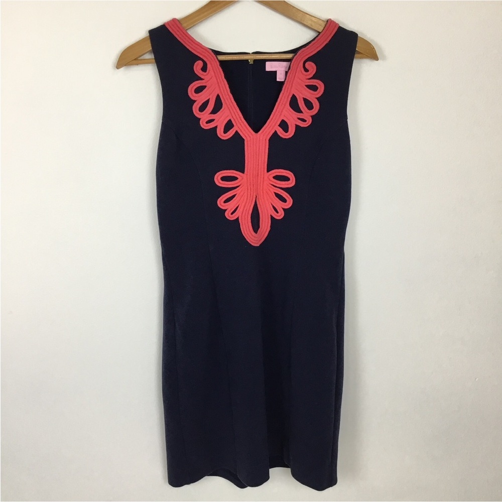 Lilly Pulitzer JANICE Shift Dress Navy / Coral Size M